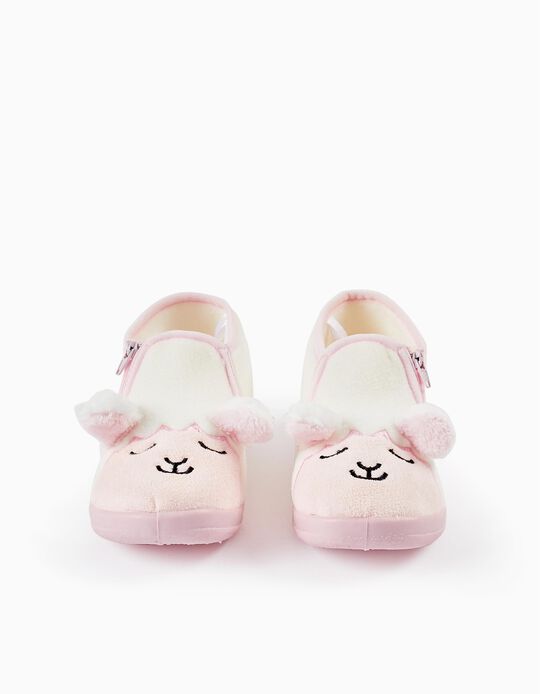 Slippers for Girls 'Little Sheep', White/Pink