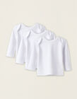 Pack of 3 Cotton Inner Shirts for Baby, White