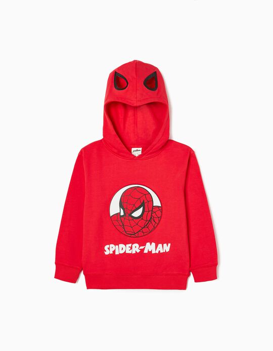 Sweat en Coton avec Capuche-Masque Garçon 'Spiderman', Rouge