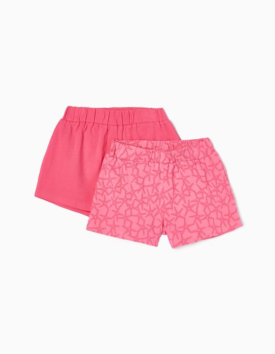 Pack 2 Shorts for Girls 'Starfishes', Pink