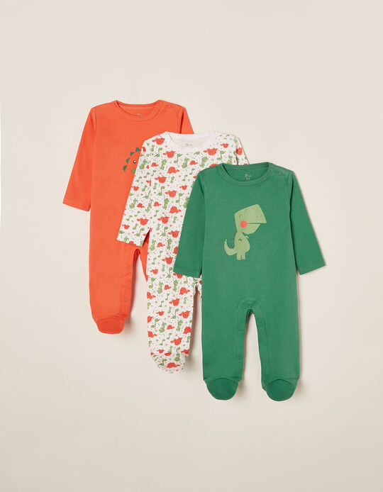 3 Sleepsuits for Babies 'Keep Calm, Drink Milk', Multicoloured