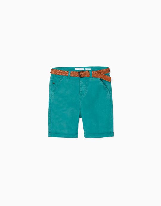 Chino Shorts with Belt for Boys, Green