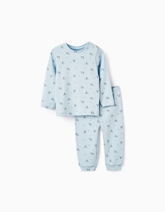 Ribbed Pyjama with Pattern for Baby Boys 'Sailing Boats', Blue