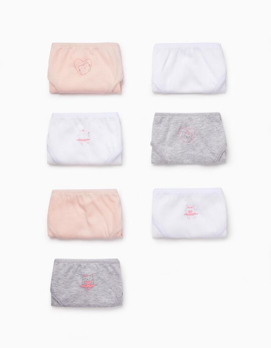 7-Pack Cotton Briefs for Girls 'Kittens', Multicoloured