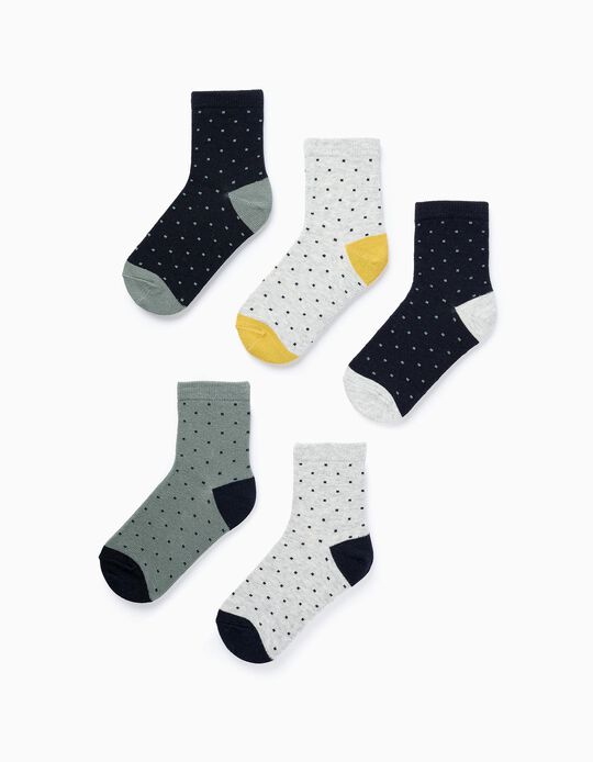 Buy Online Pack of 5 Pairs of Socks for Boys 'Polka Dots', Multicolour