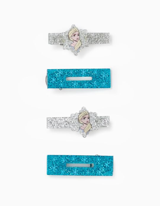 4 Hair Clips for Girls 'Frozen', Blue/Silver
