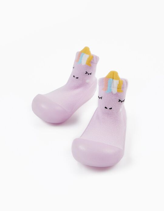 Steppies Socks with Rubber Outsole for Baby Girls 'Unicorn', Pink