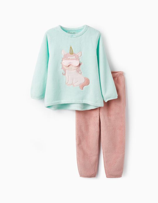 Plush Pyjama for Girls 'Unicorn', Turquoise/Pink