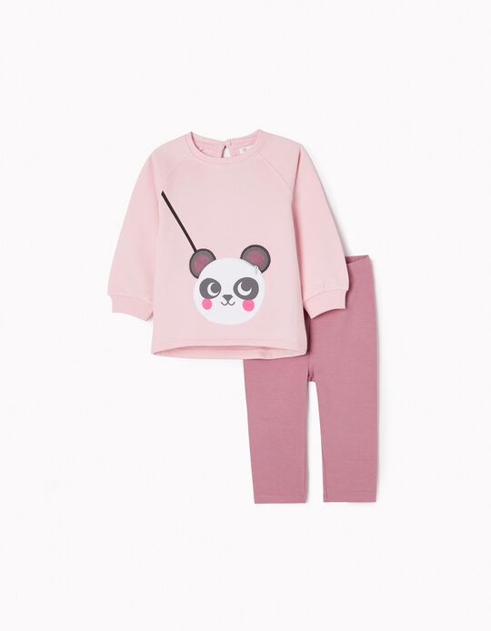 2-Piece Set in Cotton for Baby Girls 'Panda', Pink