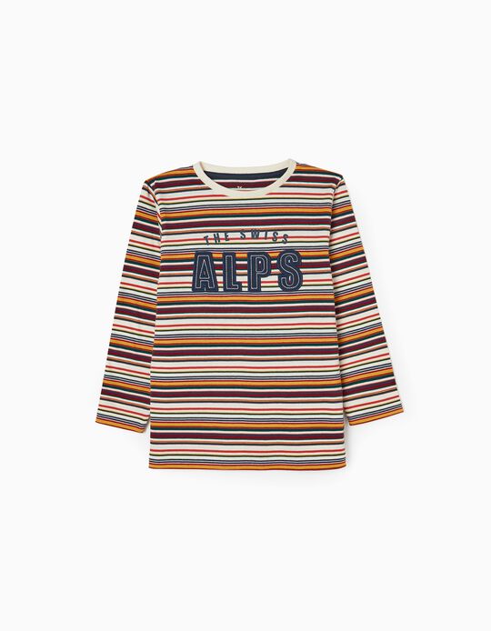 Striped Cotton T-shirt for Boys, Multicoloured