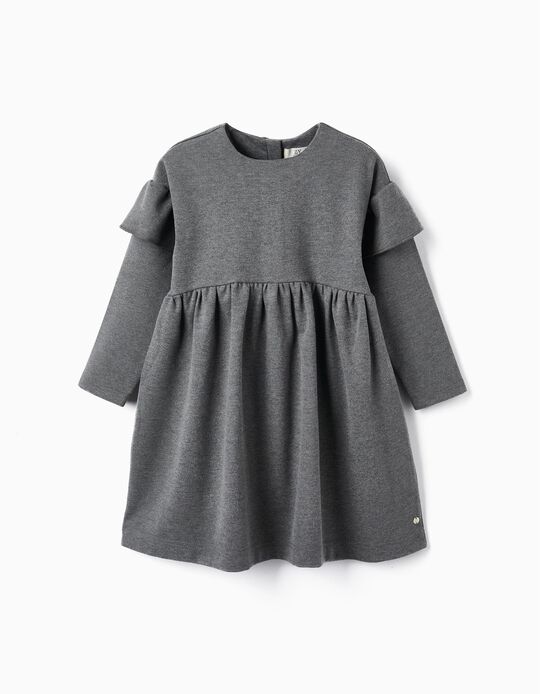 Interlock Knit Dress for Girls, Grey