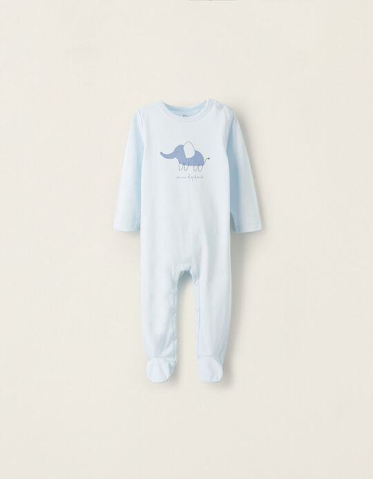 Babygrow in Cotton Jersey for Newborn Boys 'Mini Elephant', Blue