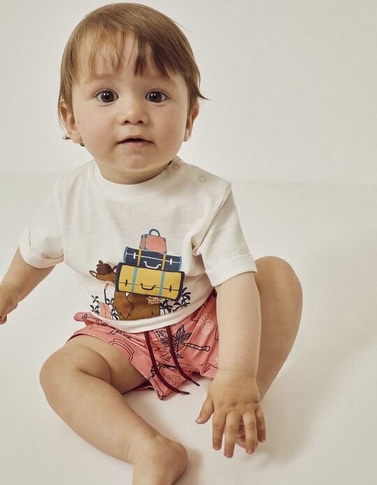 Camiseta de Algodón para Bebé Niño 'Aventura', Beige