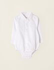Oxford Shirt-Bodysuit for Newborn, White