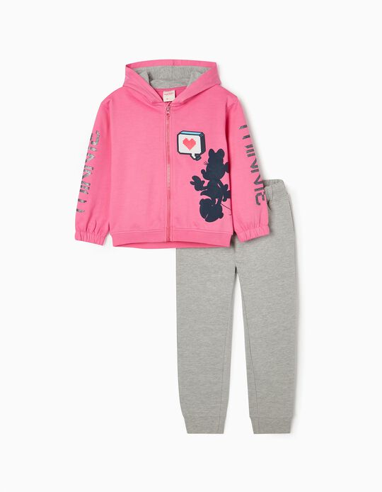 Cotton Tracksuit for Girls 'Minnie', Pink/Grey