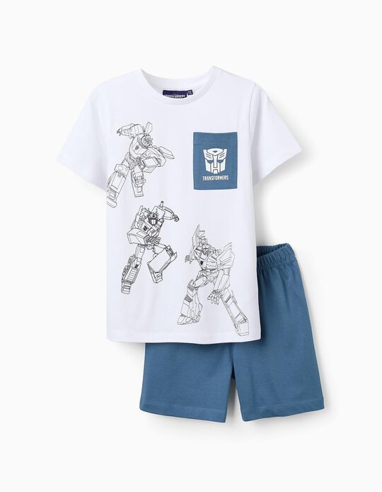 Comprar Online Pijama de Algodão para Menino 'Transformers', Branco/Azul