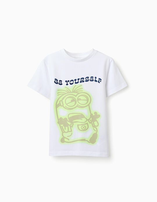 Comprar Online T-shirt de Algodão para Menino 'Minions', Branco