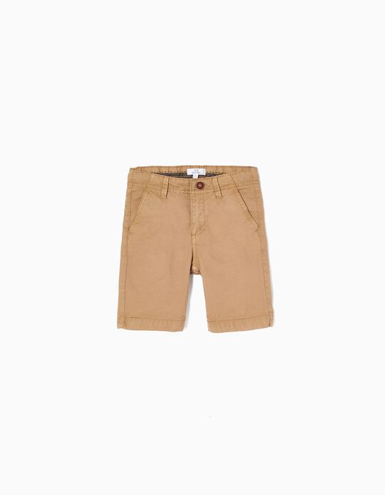 Cotton Chino Shorts for Boys, Camel