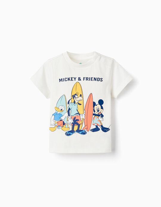Camiseta de Algodón para Bebé Niño 'Mickey & Friends', Blanco