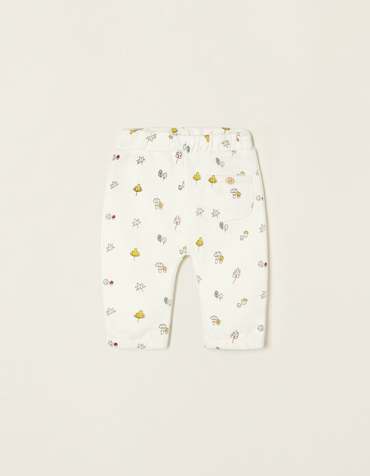 Cotton Trousers for Newborn Baby Girls 'Mushroom', White