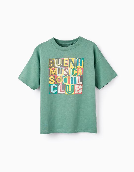 Comprar Online T-shirt de Algodão para Menino 'Musica', Verde
