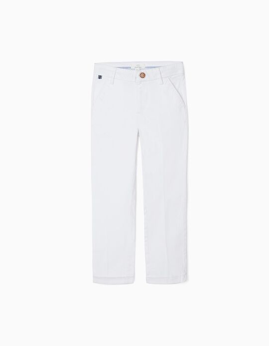 Pantalon à Plis Garçon, Blanc