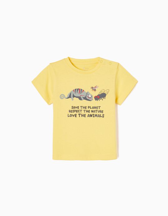 Camiseta de Algodón para Bebé Niño 'Save The Planet', Amarillo