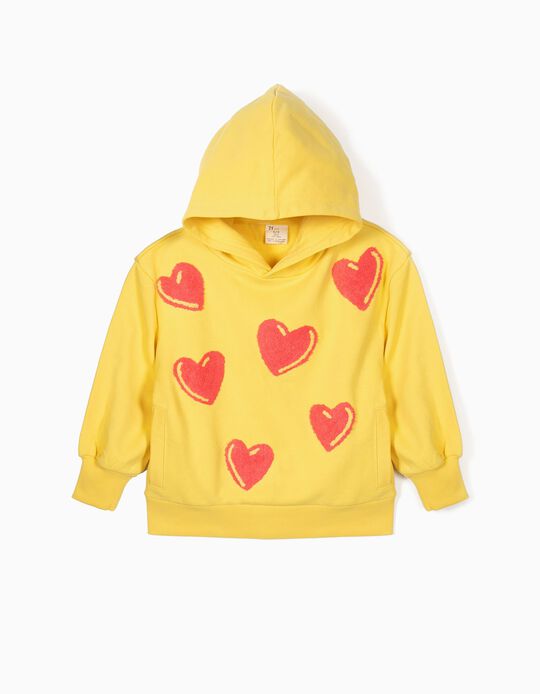 Hoodie for Girls 'Hearts', Yellow