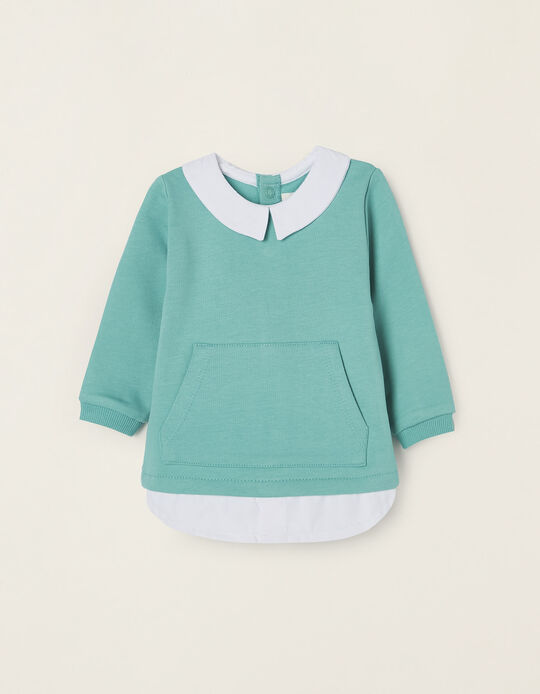 Cotton 2 in 1 Sweatshirt for Newborn Babies, Aqua Green