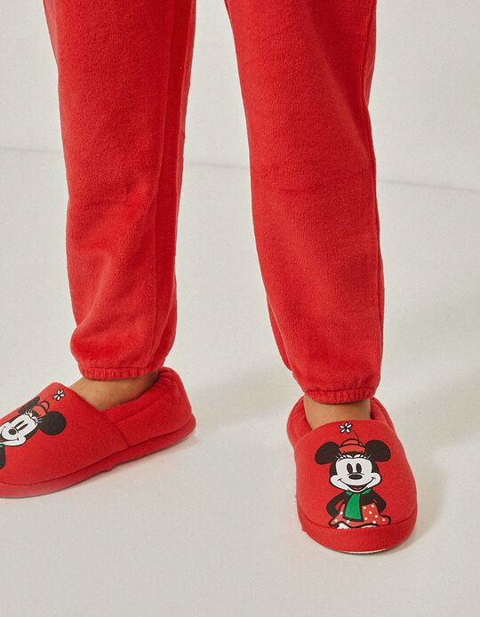 Chaussons en Tissu Fille 'Christmas Minnie', Rouge/Vert