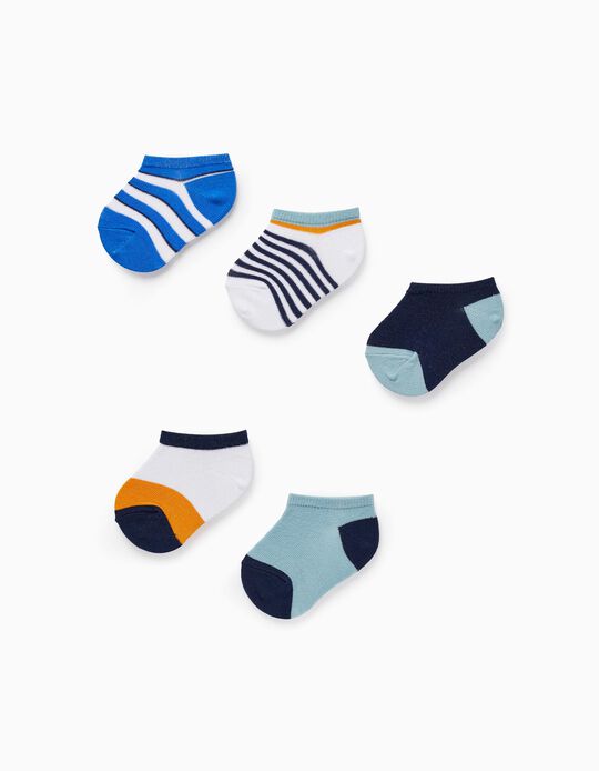 Pack of 5 Pairs of Ankle Socks for Baby Boys 'Stripes', Multicolour