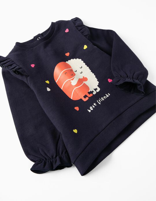 Sweatshirt for Baby Girls 'Sushi', Dark Blue
