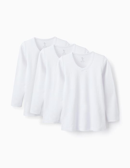 Pack of 3 Thermal Effect Cotton Inner Tops for Girls, White