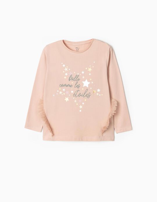 Long Sleeve T-Shirts for Girls 'Stars', Pink