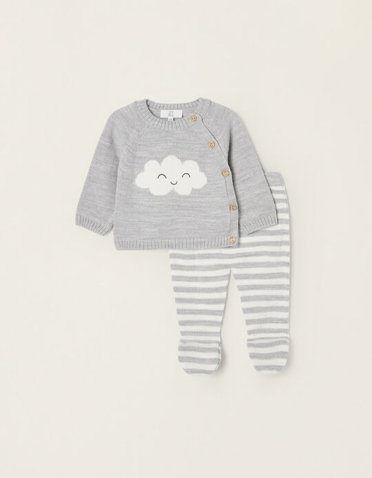 Knitted Set for Newborn Babies 'Cloud', Grey/White