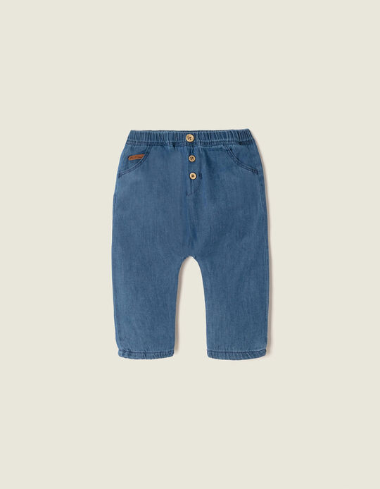 Soft Jeans with Buttons for Newborn, Blue