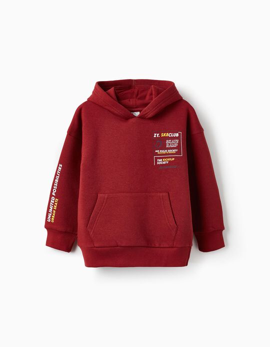 Sweatshirt with Hood for Boys 'SK8 Club', Dark Red