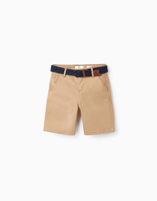 Midi Shorts with Belt for Boys, Beige