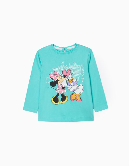 T-Shirt Manches Longues Bébé Fille 'Minnie', Vert D'Eau
