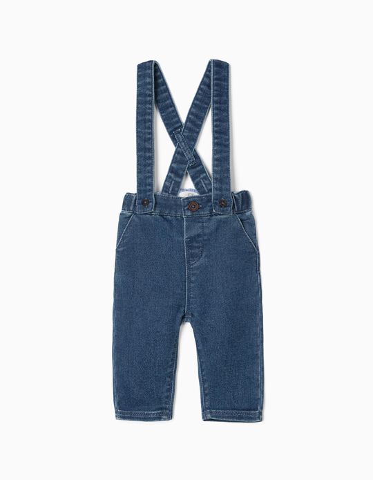 Denim Dungarees with Removable Straps for Newborn Baby Boys, Blue