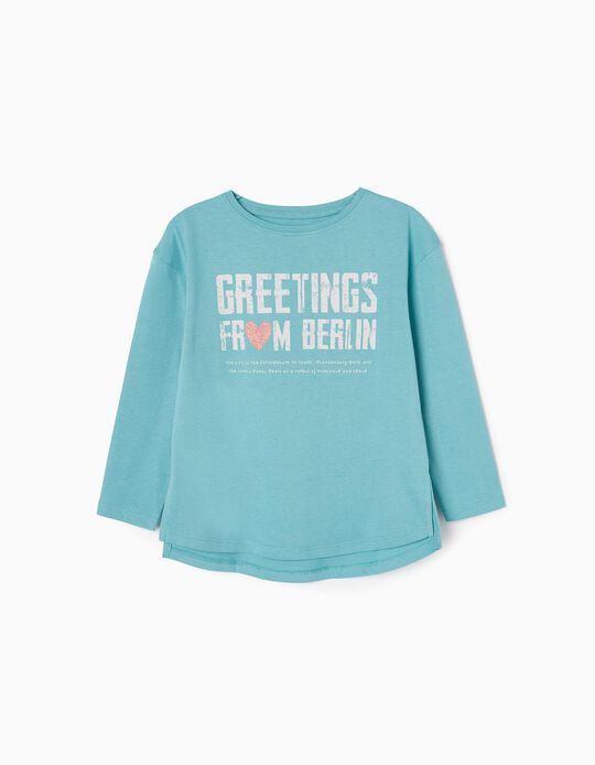 Long Sleeve Cotton T-shirt for Girls 'Berlin', Blue