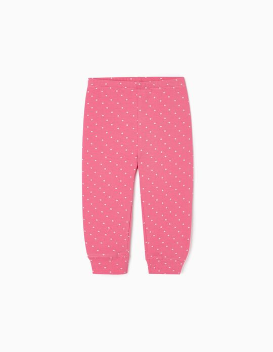 Cotton Joggers with Polka Dots for Baby Girls, Pink