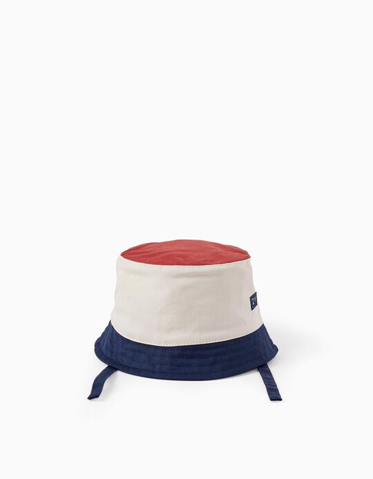 Twill Hat for Baby and Boy, Dark Blue/Beige/Brick Red