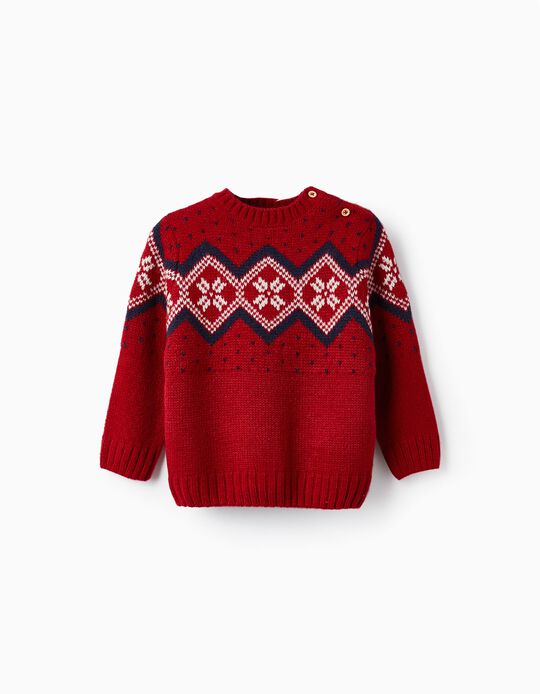 Jacquard Knit Sweater for Baby Boys, Red