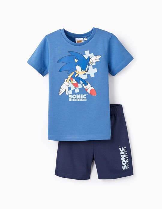 Cotton T-shirt + Shorts for Boys 'Sonic', Blue