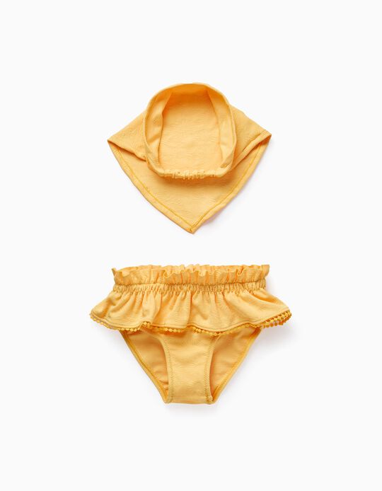 Bikini Bottom + Hair Scarf for Baby Girls, Yellow