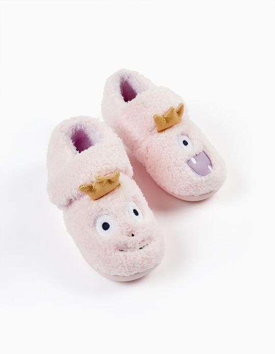Plush Slippers for Girls 'Monster Queen', Pink/Lilac