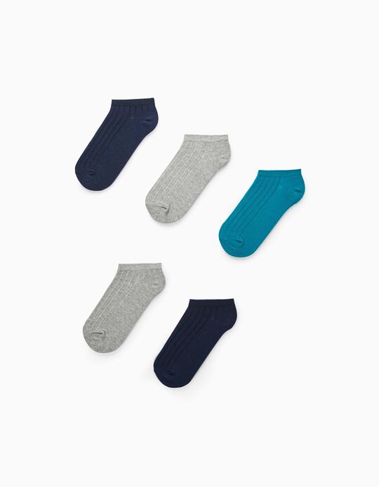 5 Pairs of Ankle Socks for Boys, Multicoloured