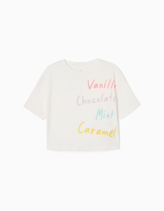Cotton T-shirt for Girls 'Flavours', White