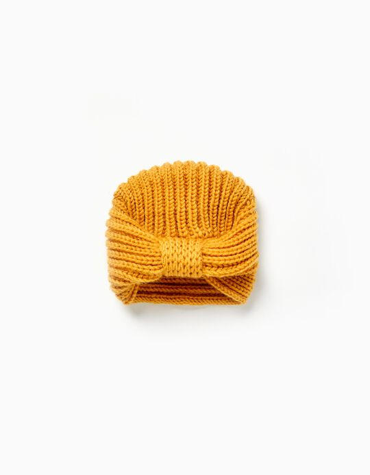 Knitted Turban for Baby Girls, Yellow